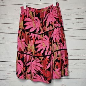 J. Crew Tiered Palm Print Midi Skiet